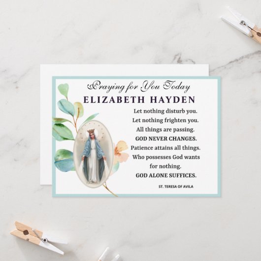 ヴァージンマリア宗教カトリック祈りの言葉セントテレサ カード (正面/裏面インサイチュ)