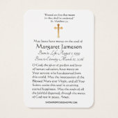 ヴァージンマリア葬儀記念祈りの言葉聖札 – (裏面)