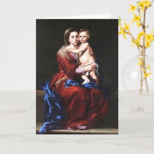 ヴァージンマリア・オブ・ザ・ロザリオ・イエス・宗教的 カード (黄色い花)