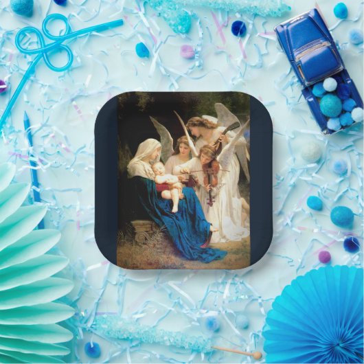 ヴァージンマリア、ベビーキリスト・イエス、天使の紙 ペーパープレート (パーティー)