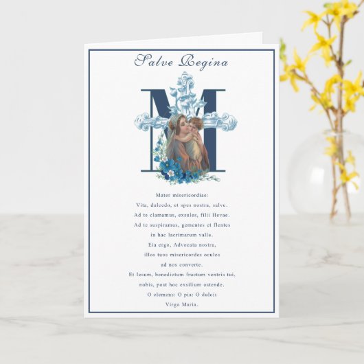 ヴァージンマリイエスカトリック祈りの言葉宗教 カード (黄色い花)