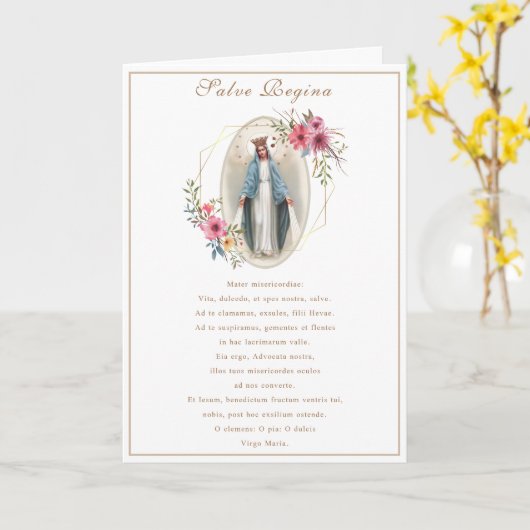 ヴァージンマリイエスカトリック祈りの言葉宗教 カード (黄色い花)