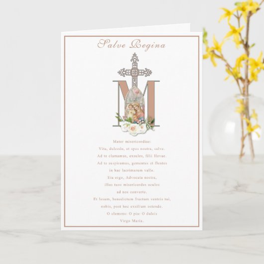 ヴァージンマリイエスカトリック祈りの言葉宗教 カード (黄色い花)