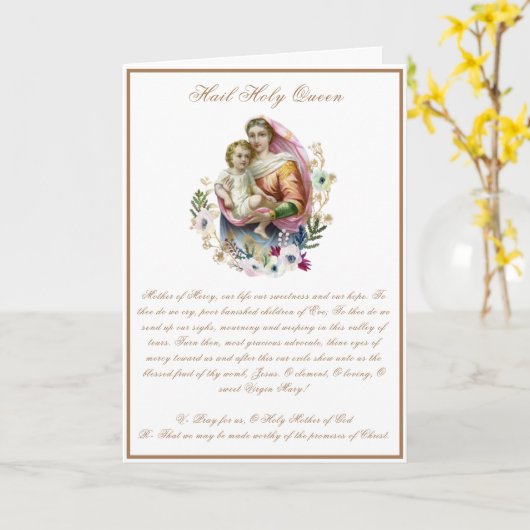 ヴァージンマリイエスカトリック祈りの言葉宗教 カード (黄色い花)