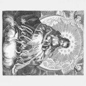 ヴァージンマリーとイエスの白黒 フリースブランケット (正面(横))