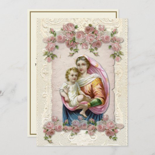 ヴァージンマリーカトリック宗教悔やみや弔慰弔慰 サンキューカード (正面/裏面)