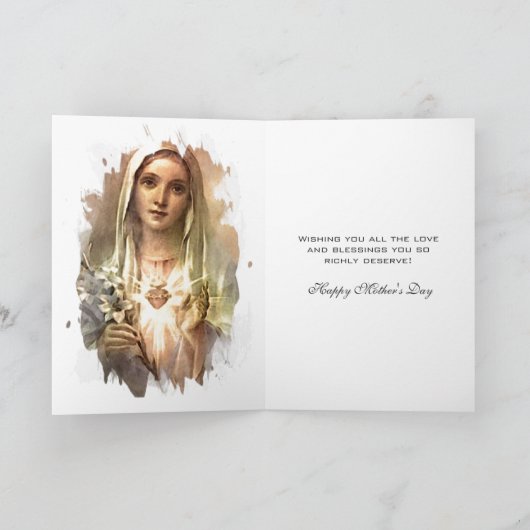 ヴァージンマリーカトリック宗教的母の日のカード カード (内部)