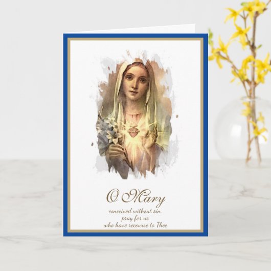 ヴァージンマリーカトリック宗教的母の日のカード カード (黄色い花)