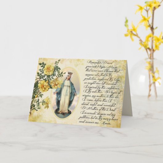ヴァージンマリーカトリック宗教祈りの言葉 カード (黄色い花)