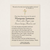 ヴァージンマリーカトリック葬儀祈りの言葉ホリーカード (裏面)