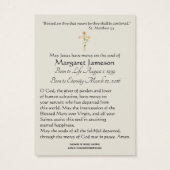 ヴァージンマリーカトリック葬儀祈りの言葉神聖カード (裏面)