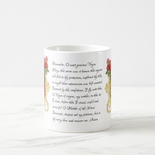 ヴァージンマリーフローライエスメモリア祈りの言葉 コーヒーマグカップ (中央)