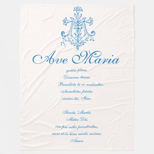 ヴァージンマリ賛美アハイルマリアアヴェマリア祈りの言葉 フリースブランケット (正面)