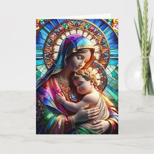 ヴァージンメアリとベビーイエス | 宗教的なクリスマス カード (正面)