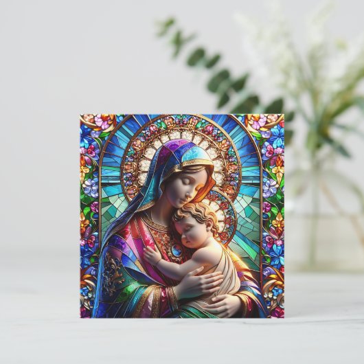 ヴァージンメアリとベビーイエス | 宗教的なクリスマス カード (スタンド正面)