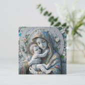 ヴァージンメアリとベビーイエス | 宗教的モザイク カード (スタンド正面)