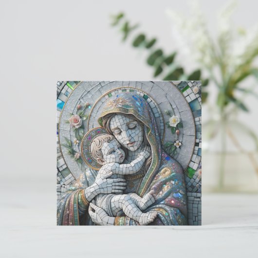 ヴァージンメアリとベビーイエス | 宗教的モザイク カード (スタンド正面)