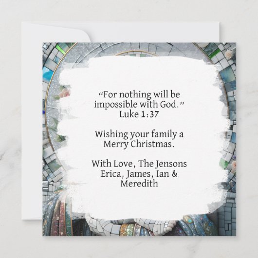 ヴァージンメアリとベビーイエス | 宗教的モザイク カード (裏面)