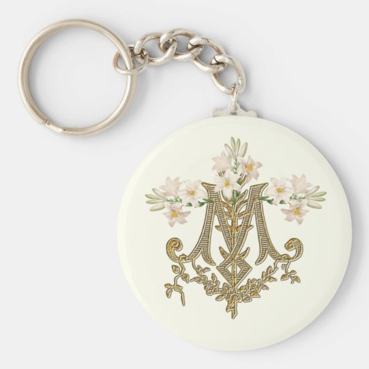 ヴァージンメアリエレガントー金ゴールドメリアンクロスリリーカード キーホルダー (正面)