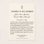 ヴァージンメアリエレガント祈りの言葉結婚式の引き出物カード (裏面)