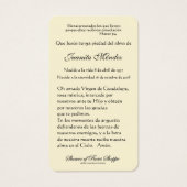 ヴァージンメアリスペインのーホリー宗教祈りの言葉カード (裏面)