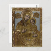 ヴァージンメアリーと乳児イエスキリストエレガントゴールデン ポストカード (正面/裏面)