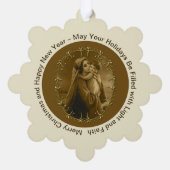 ヴァージンメアリーと子イエス，金ゴールド縁どデザイン オーナメントカード (裏面)