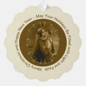 ヴァージンメアリーと子イエス,金ゴールド縁どデザイン オーナメントカード (裏面)