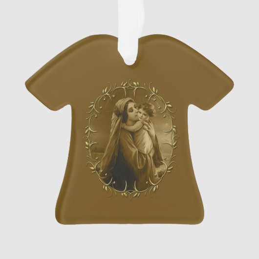 ヴァージンメアリーと子イエス,金ゴールド縁どデザイン オーナメント (正面)
