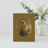 ヴァージンメアリーと子イエス，金ゴールド縁どデザイン シーズンポストカード (スタンド正面)