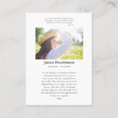 ヴァージンメアリーアンドレッドローゼメモリアル祈りの言葉カード プレイスカード (裏面)