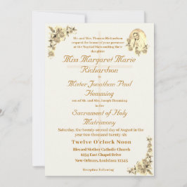 ヴァージンメアリーカソリックセピア結婚式招待状 招待状