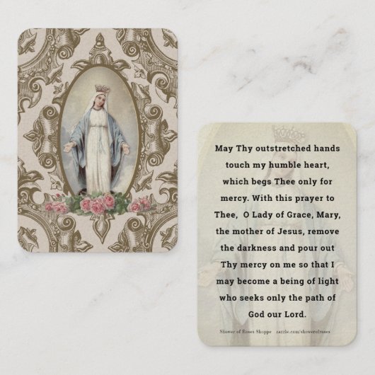 ヴァージンメアリーカソリック祈りの言葉 プレイスカード (正面/裏面)