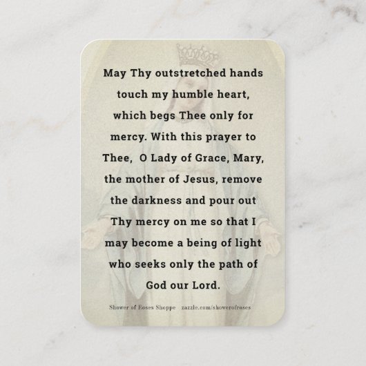 ヴァージンメアリーカソリック祈りの言葉 プレイスカード (裏面)