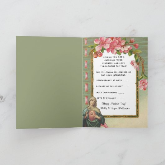 ヴァージンメアリーカトリックスピリチュアルブーケ祈りの言葉カード カード (内部)