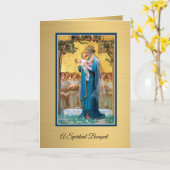 ヴァージンメアリーカトリックスピリチュアルブーケ祈りの言葉カード カード (黄色い花)