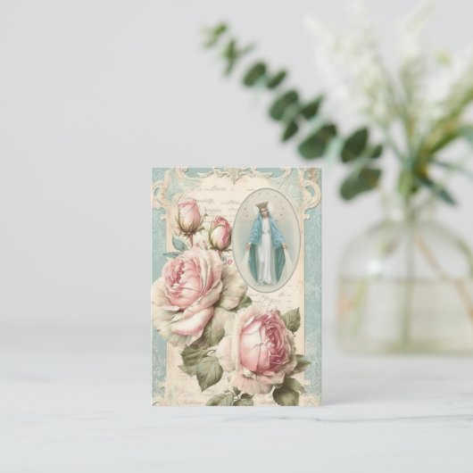 ヴァージンメアリーカトリックモーニングオファリング祈りの言葉 エンクロージャーカード (スタンド正面)