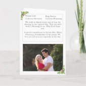 ヴァージンメアリーカトリック結婚式 プログラム (裏面)