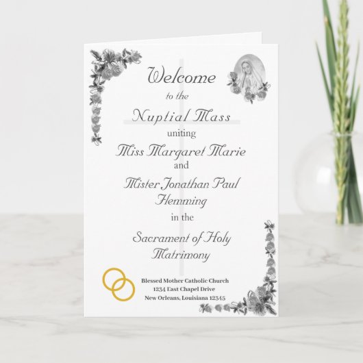 ヴァージンメアリーカトリック結婚式 プログラム (正面)