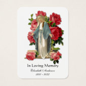 ヴァージンメアリーカトリック葬儀フォトホーリーカード –  (正面)