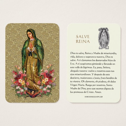 ヴァージンメアリーサルヴレイナスペインの祈りの言葉ホリーカード (正面&裏面)