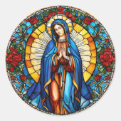 ヴァージンメアリーステンドグラス窓カトリック聖人 ラウンドシール (正面)