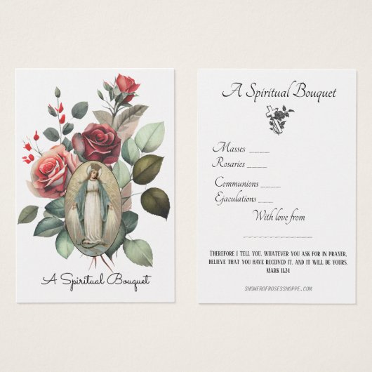 ヴァージンメアリースピリチュアルブーケ祈りの言葉ホーリーカード (正面&裏面)