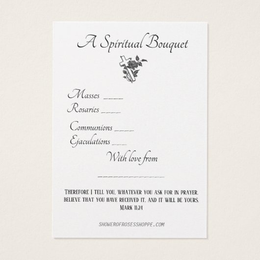 ヴァージンメアリースピリチュアルブーケ祈りの言葉ホーリーカード (裏面)