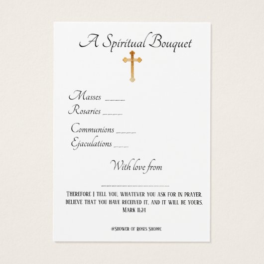 ヴァージンメアリースピリチュアルブーケ祈りの言葉ホーリーカード (裏面)