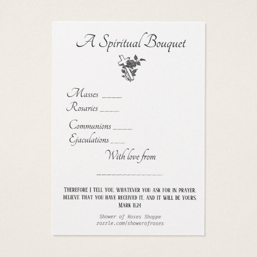ヴァージンメアリースピリチュアルブーケ祈りの言葉ホーリーカード (裏面)