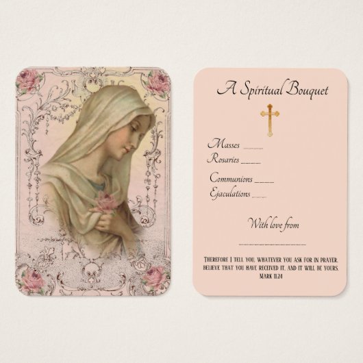 ヴァージンメアリースピリチュアルブーケ祈りの言葉ホーリーカード (正面&裏面)