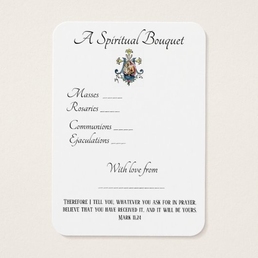 ヴァージンメアリースピリチュアルブーケ祈りの言葉ホーリーカード (裏面)