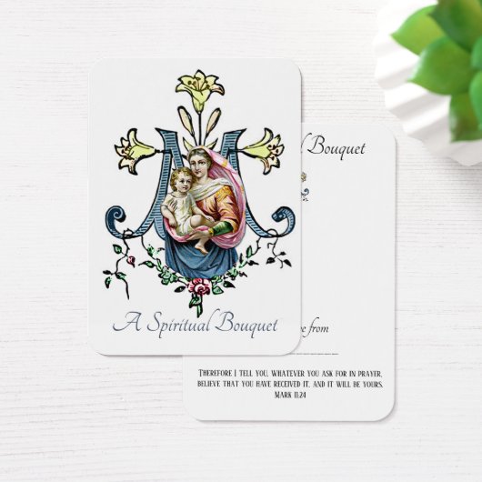 ヴァージンメアリースピリチュアルブーケ祈りの言葉ホーリーカード (デスク)