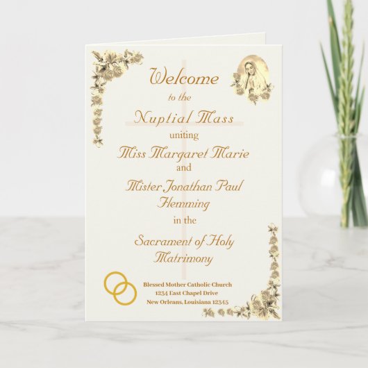 ヴァージンメアリーセピアカトリック結婚式 プログラム (正面)